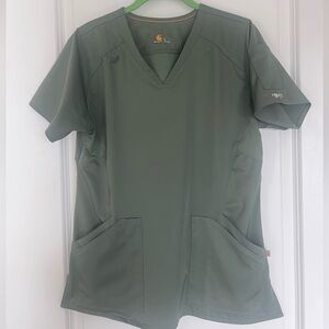 Carhartt Liberty Multi-Pocket V-neck Scrub Top - olive green